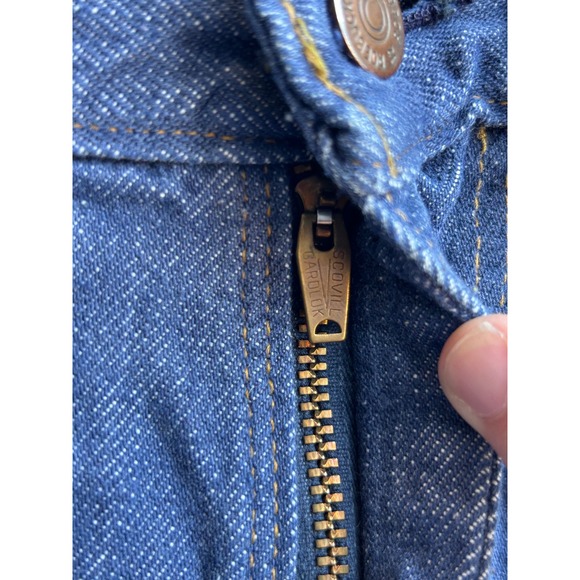 Vintage 70's Genuine Sears Roebucks Denim Jeans 27X32.5 Dark Wash Distressed VTG - Picture 6 of 9